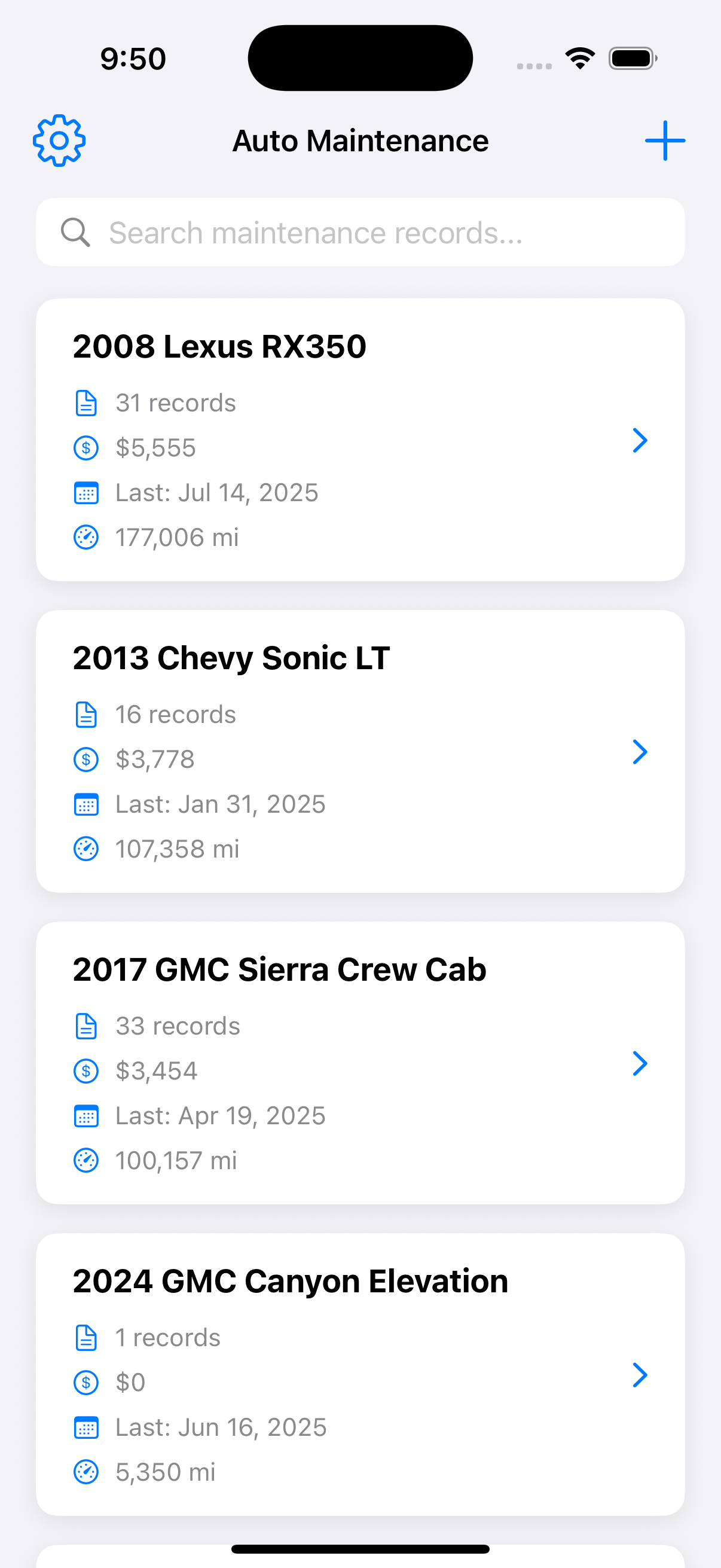 Vehicle List