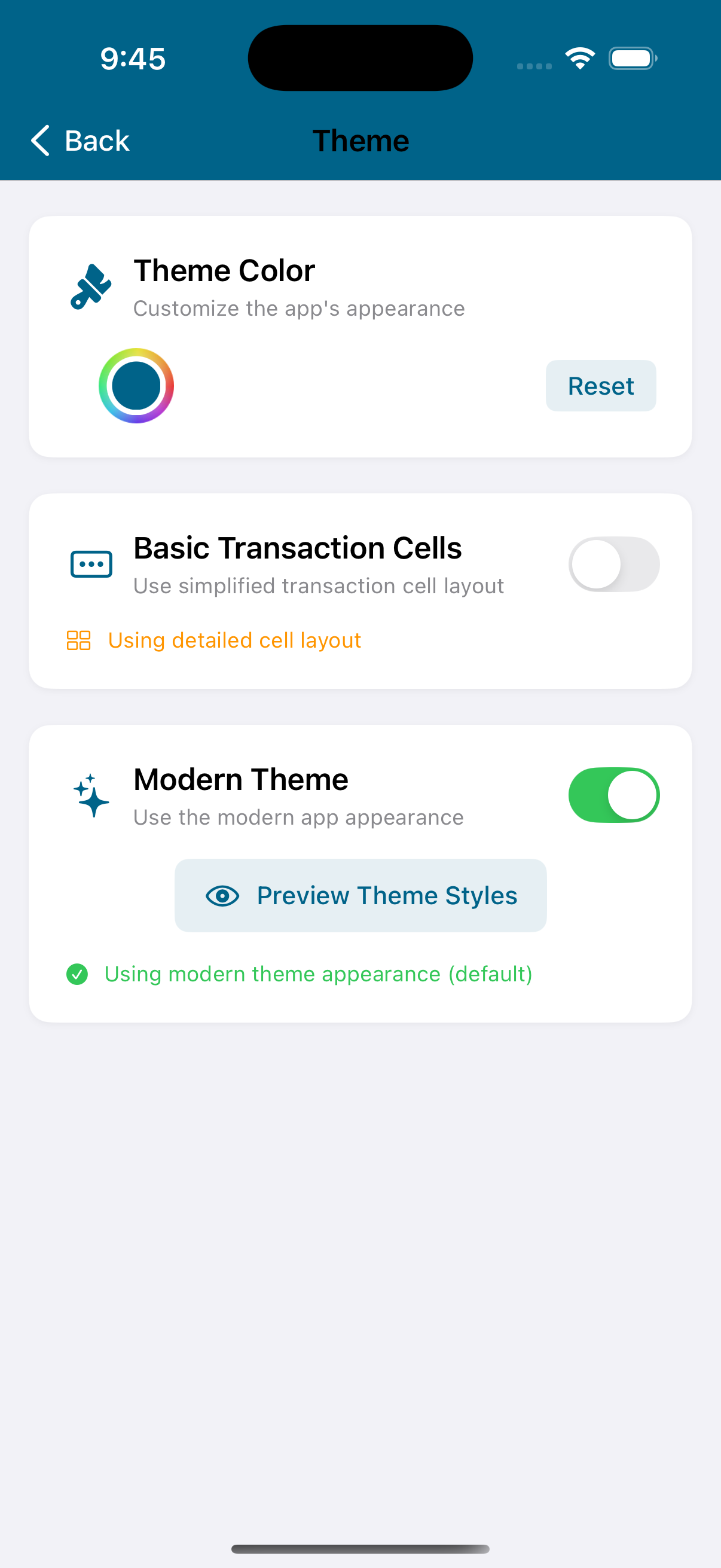 Settings Theme